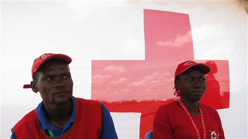 Northern Kenya Kakuma Refugee Camp Volunteers From The Kenya Red Cross Society At The tracing 